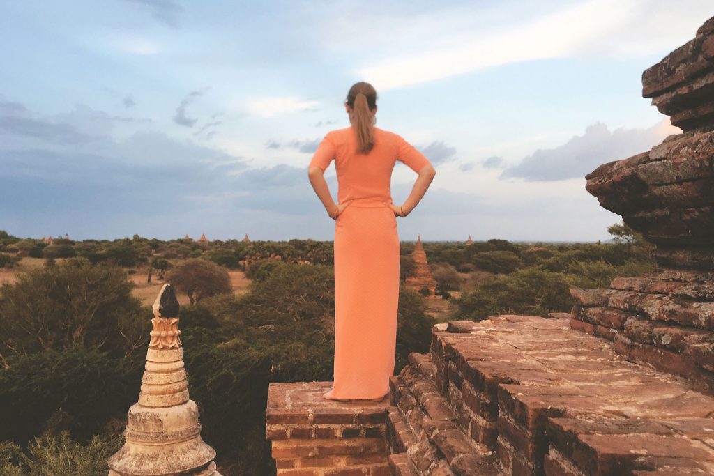 View from upper floor pagoda in Bagan Myanmar