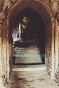 Buddha statue inside pagoda 1311 in Bagan Myanmar